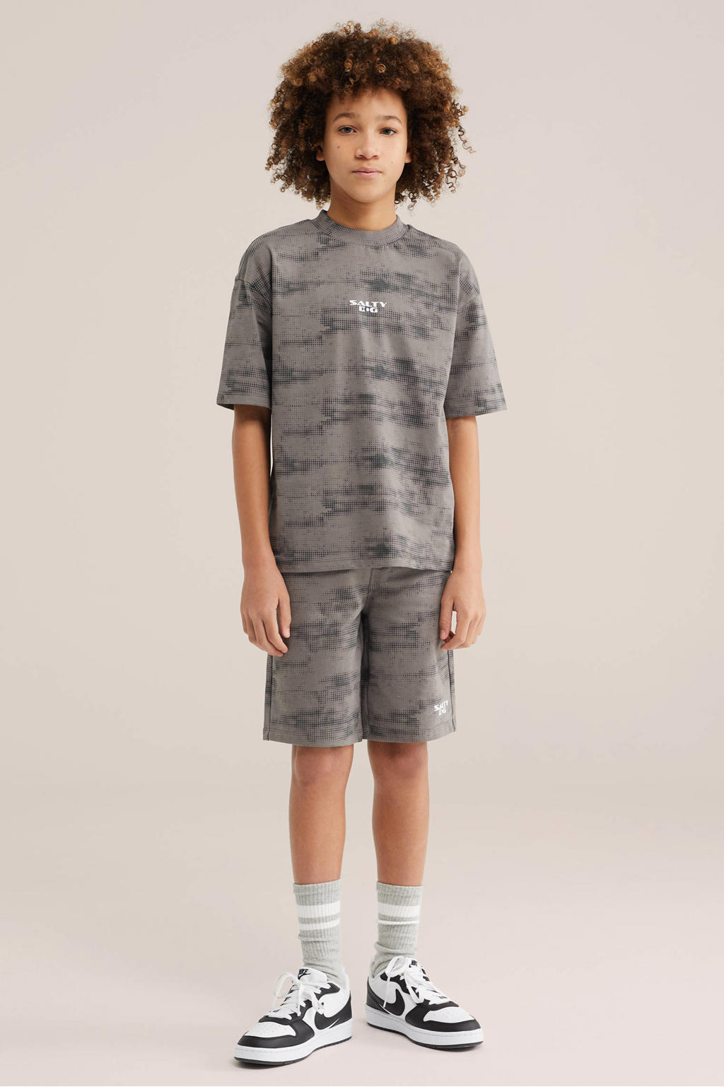 Grijze jongens Salty Dog T-shirt van katoen met korte mouwen en ronde hals
