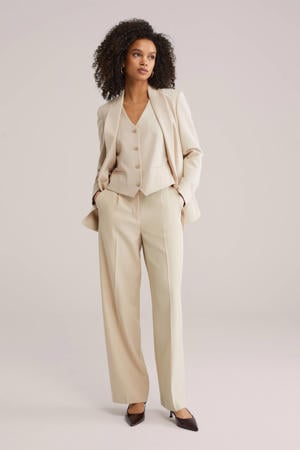 straight regular waist broek zand