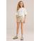 WE Fashion Blue Ridge denim straight short met panterprint beige