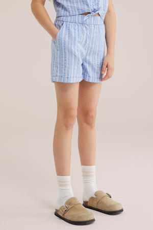 straight gestreepte casual short lichtblauw