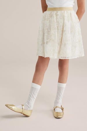 korte rok met glitter wit