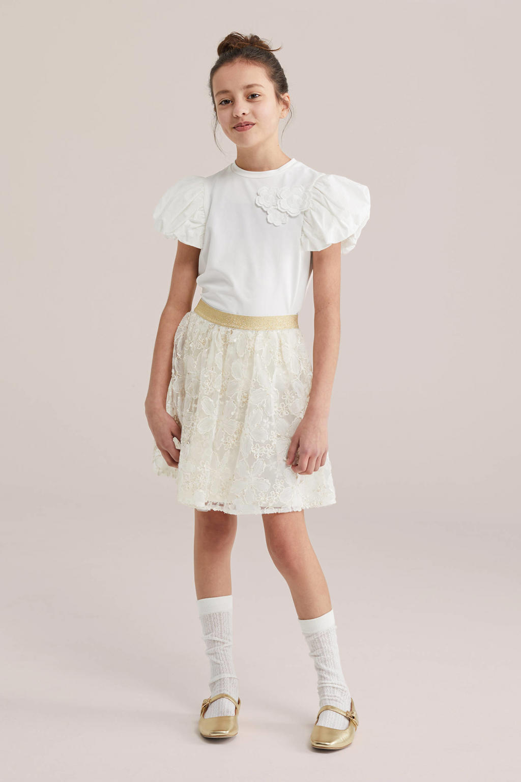 Witte meisjes WE Fashion korte rok met glitter voorzien van