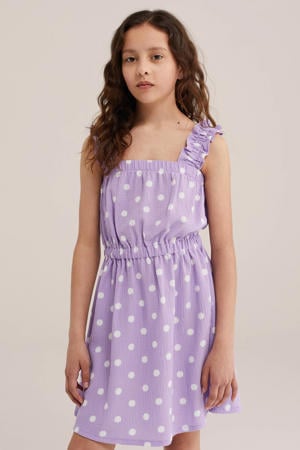 zomerjurk met stippen en ruches - lila
