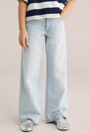 wide leg jeans light blue denim