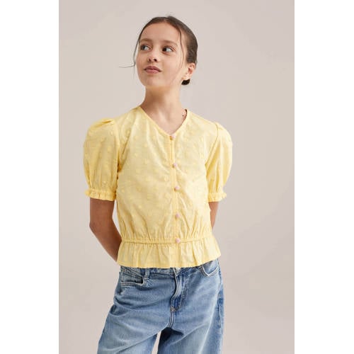 WE Fashion blousetop lichtgeel afbeelding