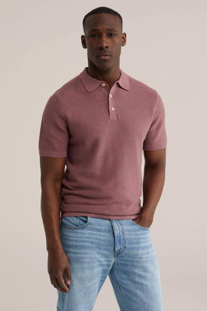 regular polo met linnen roze