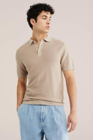 regular polo met linnen beige
