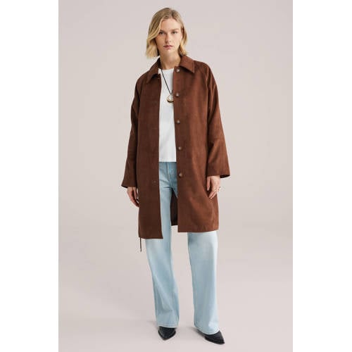 WE Fashion suede trenchcoat bruin afbeelding
