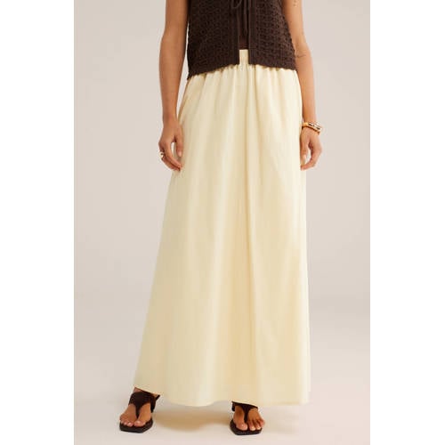 WE Fashion maxi rok lichtgeel afbeelding