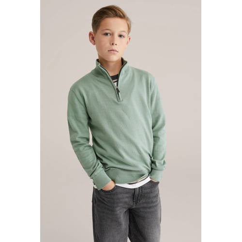 WE Fashion trui fijn gebreid groen afbeelding