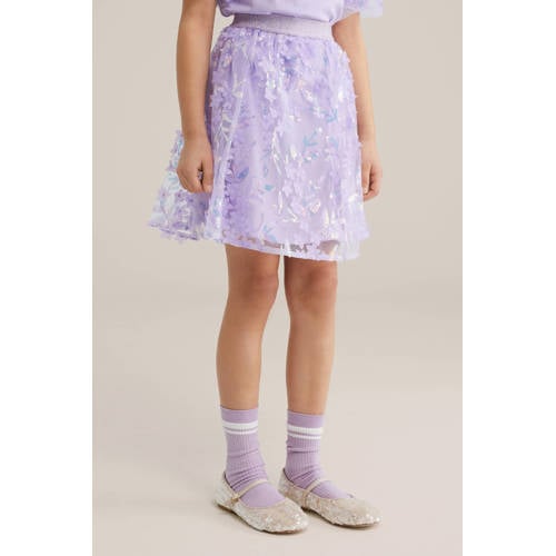 WE Fashion korte rok met glitter lila afbeelding
