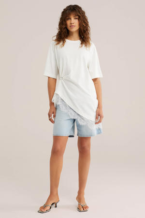 wide leg regular waist short light blue denim