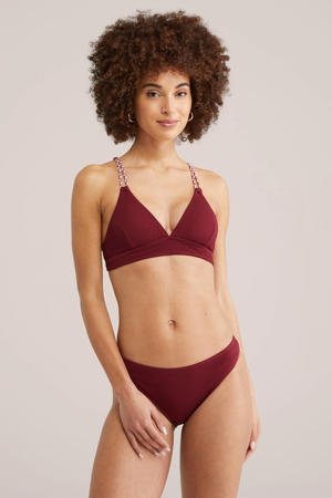 bikinibroekje met textuur donkerrood