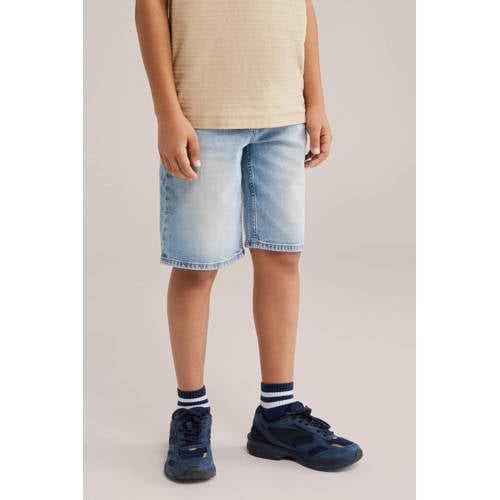 WE Fashion denim loose short light blue denim afbeelding