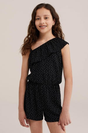 straight leg playsuit met stippen - zwart