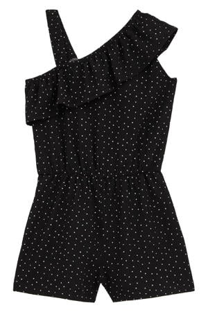 straight leg playsuit met stippen - zwart