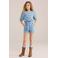 WE Fashion Blue Ridge denim gebloemde blousetop light blue denim