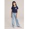 WE Fashion Blue Ridge gestreepte wide leg jeans light blue denim