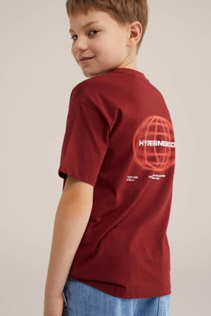 T-shirt met backprint donkerrood