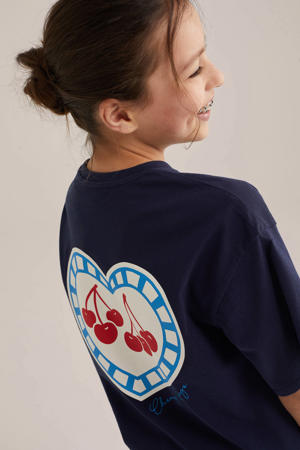 T-shirt met backprint donkerblauw