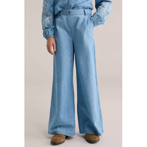 WE Fashion Blue Ridge high waist wide leg jeans light blue denim afbeelding