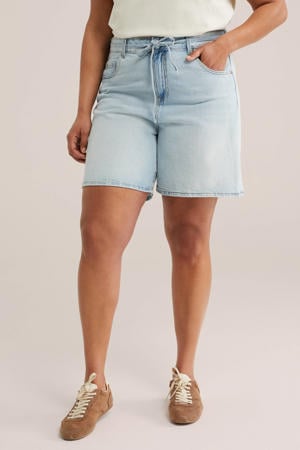 denim regular high waist short light blue denim