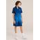 WE Fashion casual short blauw met textuur