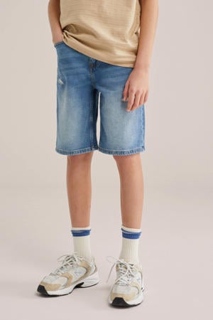 denim loose short medium blue denim