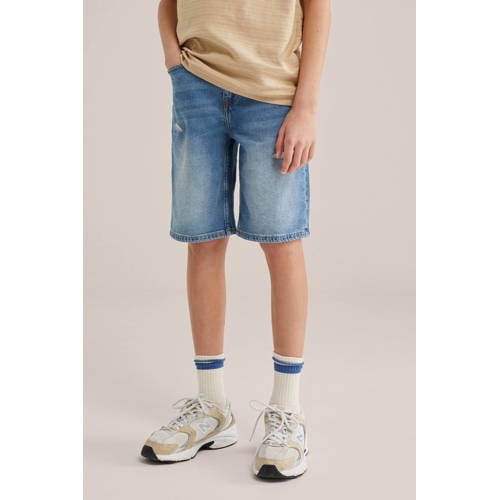 WE Fashion denim loose short medium blue denim afbeelding