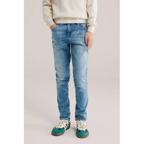WE Fashion slim fit jeans medium blue denim afbeelding