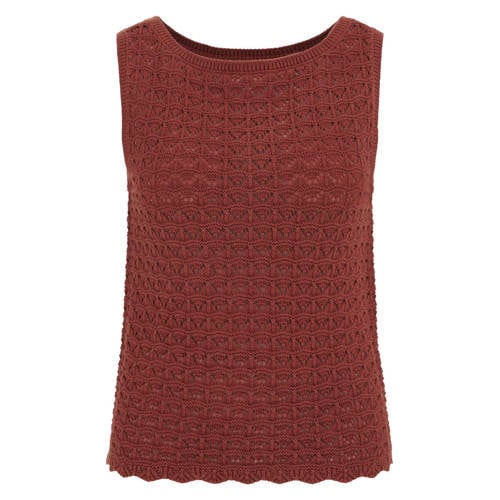 WE Fashion top donkerrood fijn gebreid afbeelding