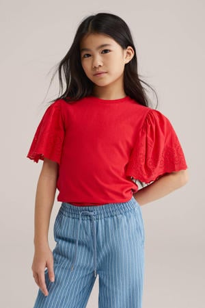 T-shirt rood broderie