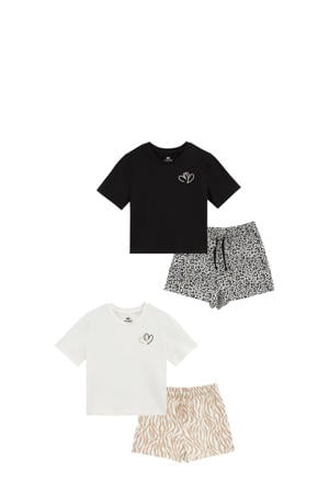 shortama - beige/zwart/wit (set van 2)