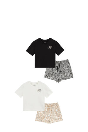shortama - beige/zwart/wit (set van 2)