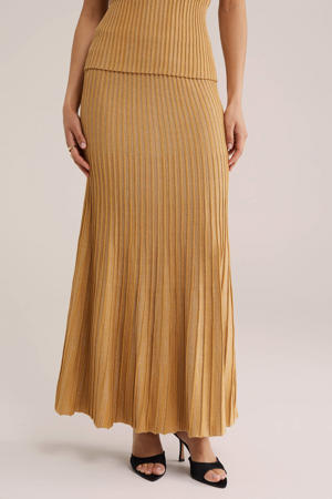 maxi rok met lurex oker