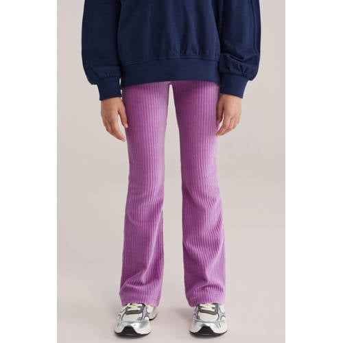 WE Fashion corduroy fluwelen flared broek paars afbeelding