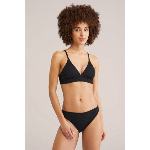 WE Fashion bikinibroekje met textuur zwart afbeelding
