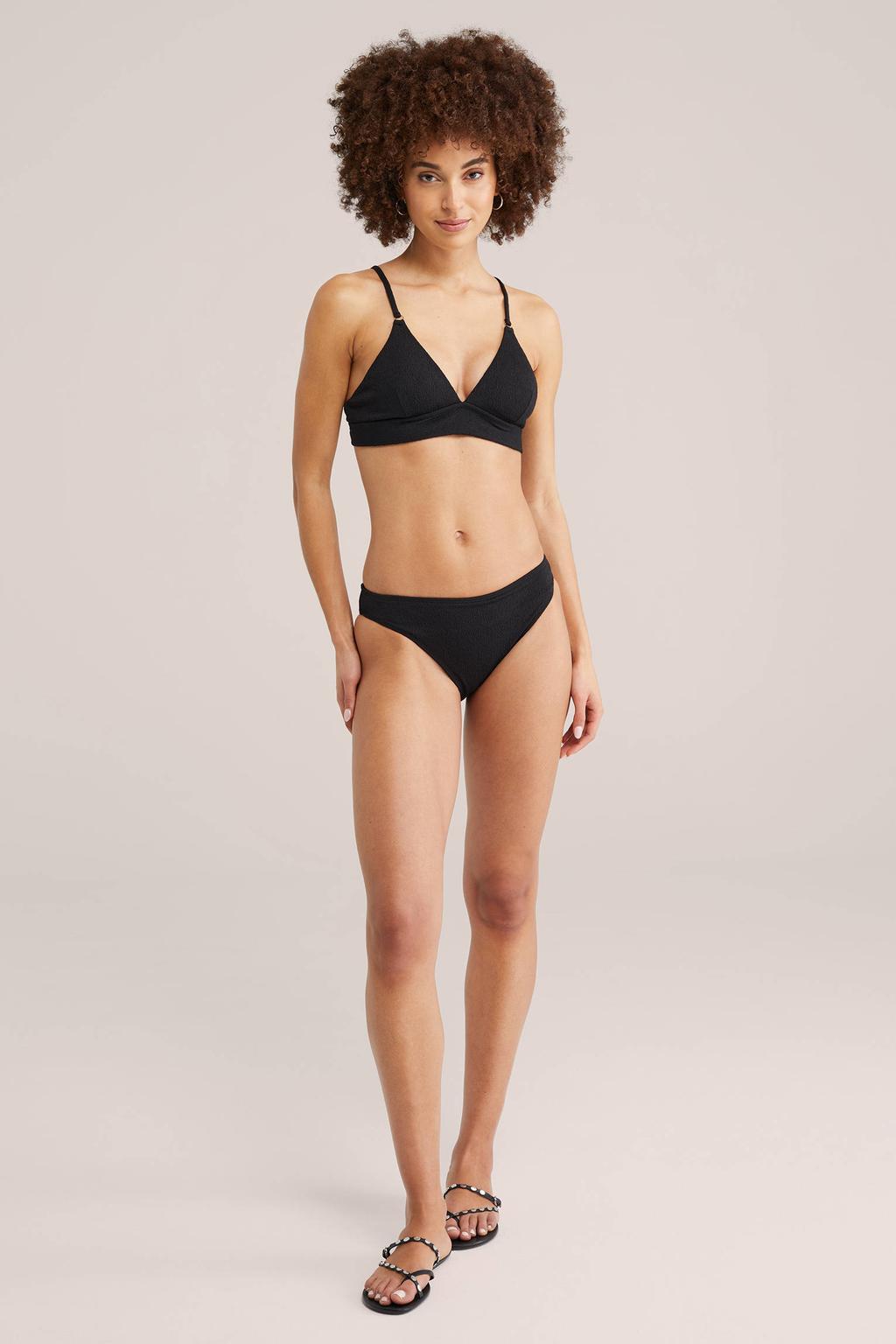 WE Fashion bikinibroekje met textuur zwart