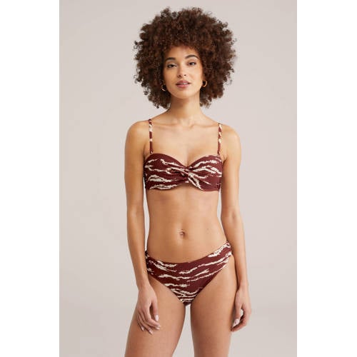 WE Fashion bikinibroekje donkerrood/ecru afbeelding