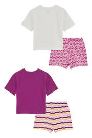 thumbnail: WE Fashion shortama - paars/wit /oranje (set van 2)