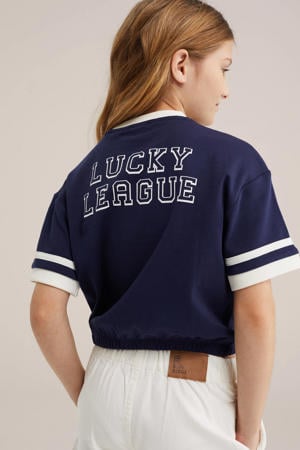 T-shirt met backprint donkerblauw