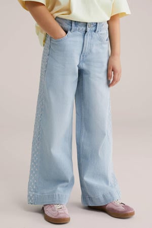 high waist wide leg jeans light blue denim