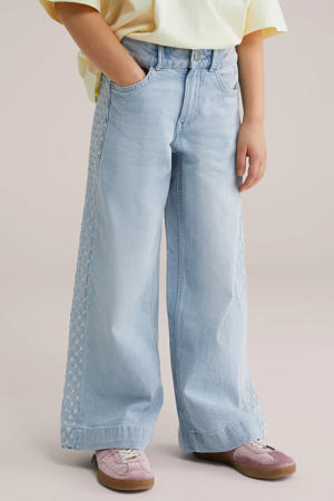 high waist wide leg jeans light blue denim