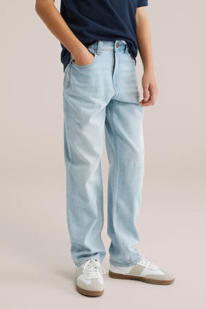 straight leg jeans light blue denim