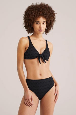 high waist bikinibroekje met textuur zwart