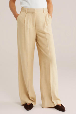 wide leg high waist broek lichtgeel