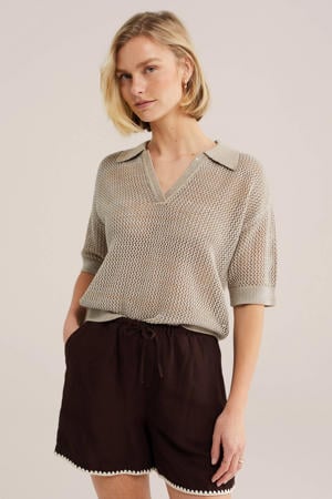 gebreide top crochet beige