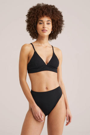 high waist bikinibroekje met textuur zwart