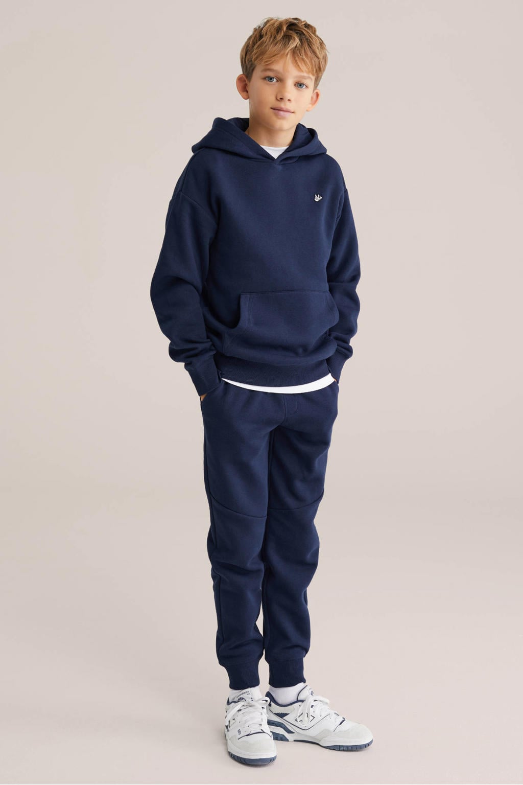 WE Fashion regular joggingbroek donkerblauw