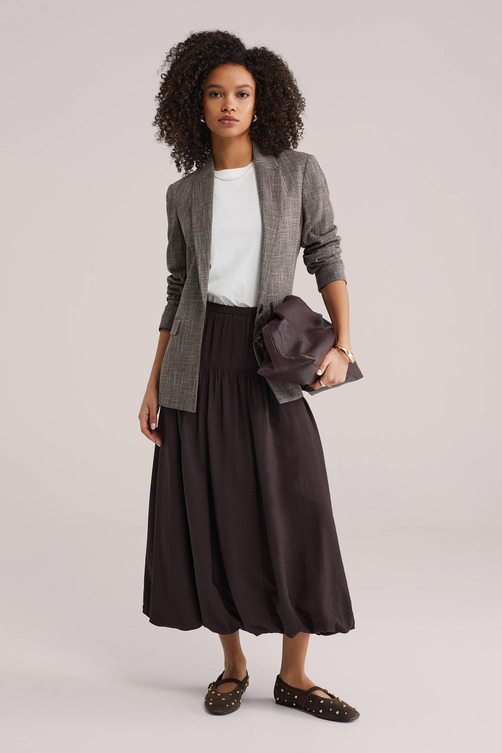 Donkerblauwe dames WE Fashion rok gemaakt van viscose en met elastische tailleband